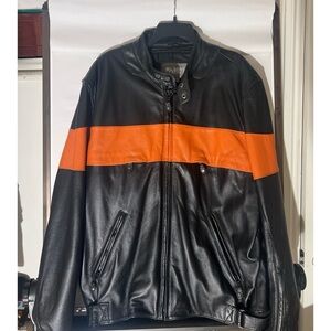 Wilsons Leather Men's Black and Orange Bomber Jacket